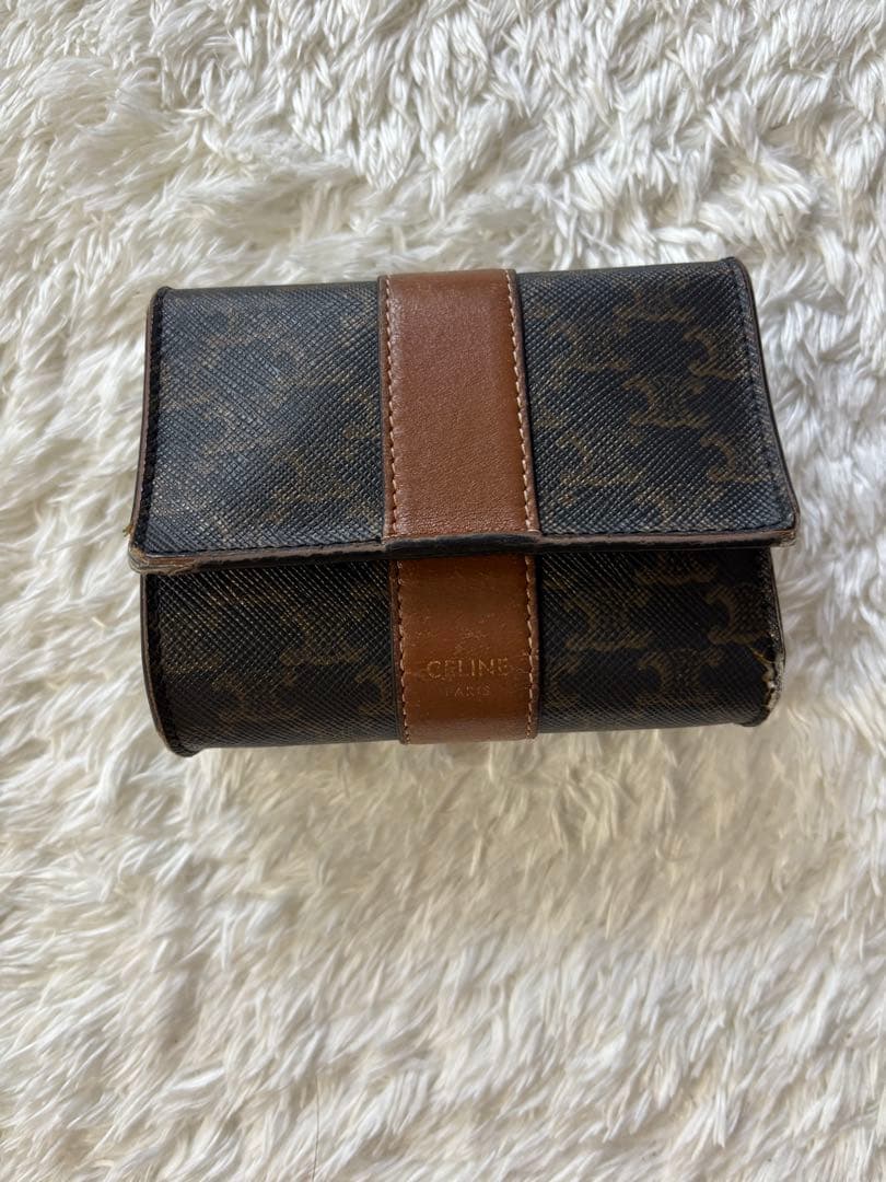 CELINE 三つ折り財布 ダークブラウン - メルカリ