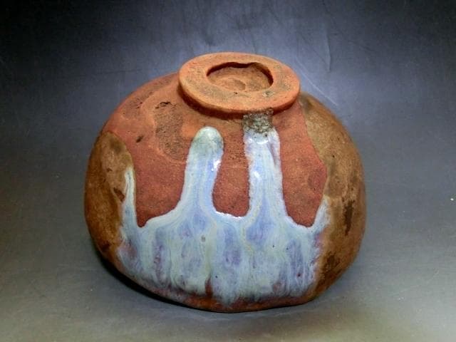 茶碗■一楽茶碗 瑠璃釉 涙艮 ゆがみ茶碗 お茶道具 古い茶器 時代物 骨董品■