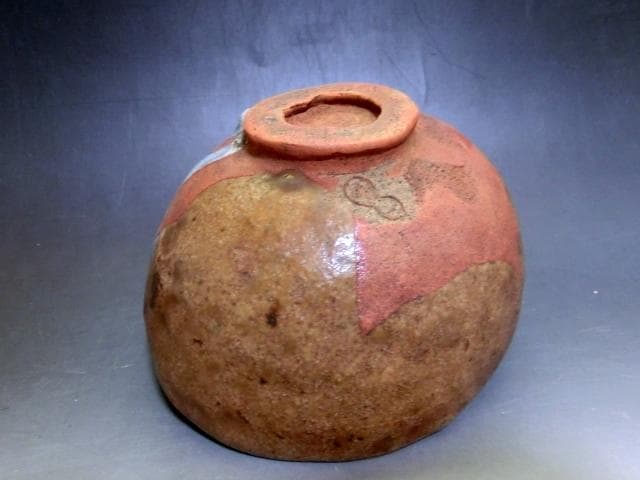 茶碗■一楽茶碗 瑠璃釉 涙艮 ゆがみ茶碗 お茶道具 古い茶器 時代物 骨董品■