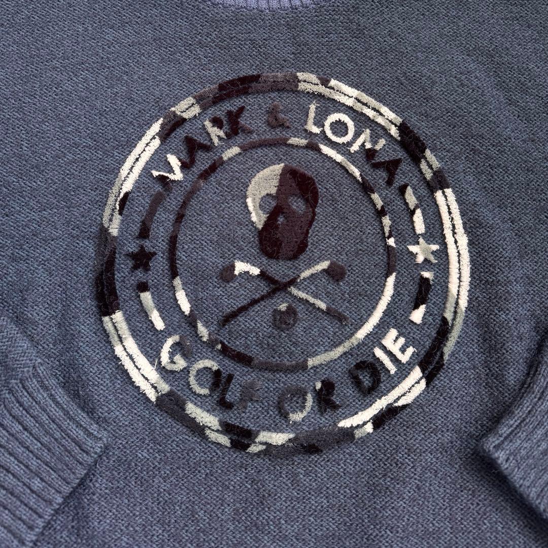 MARK&LONAマークアンドロナ カモフラスカルロゴ★裏地付きニット38(M)