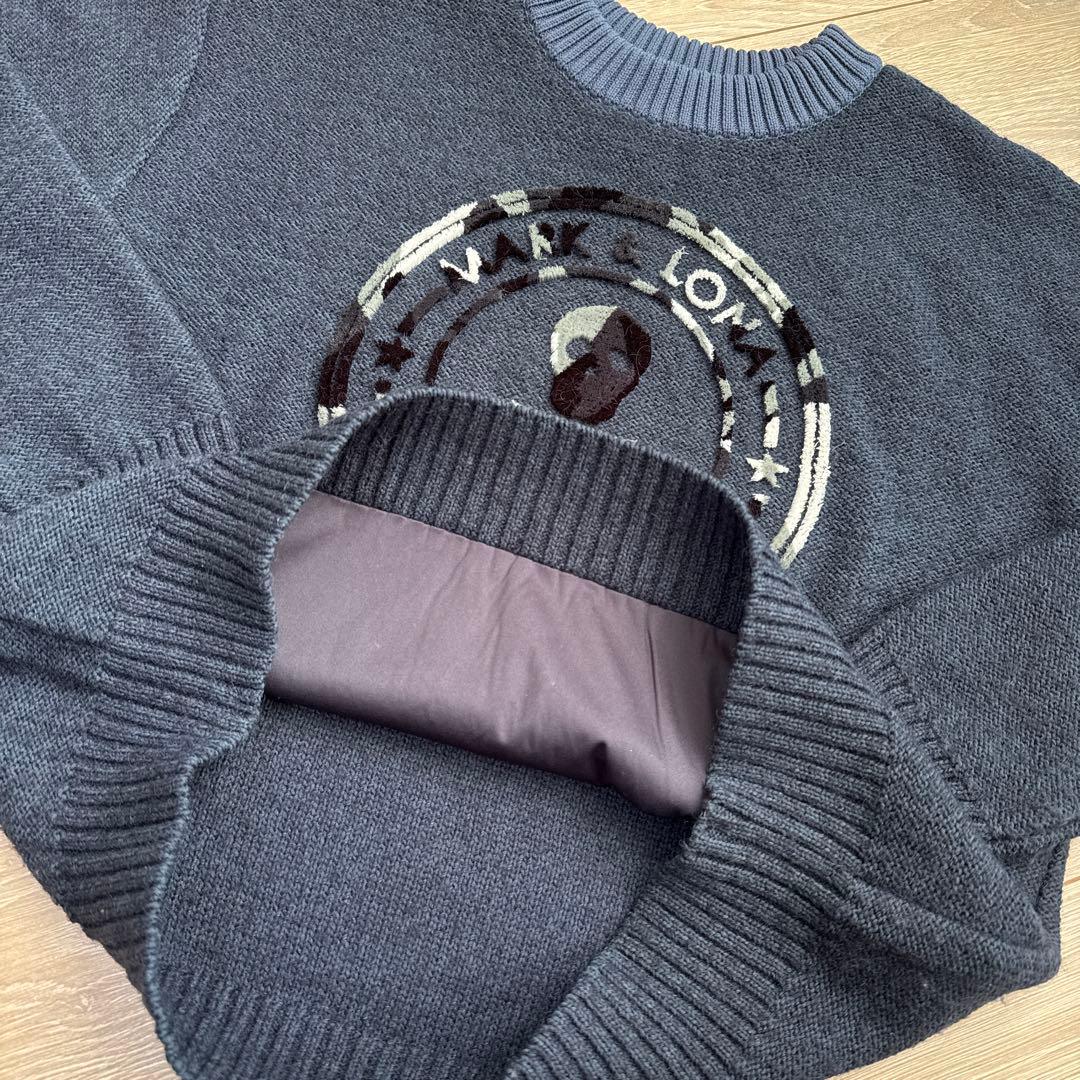 MARK&LONAマークアンドロナ カモフラスカルロゴ★裏地付きニット38(M)