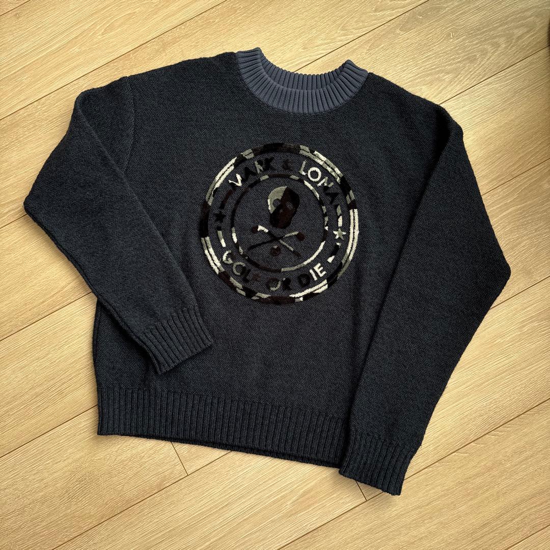 MARK&LONAマークアンドロナ カモフラスカルロゴ★裏地付きニット38(M)