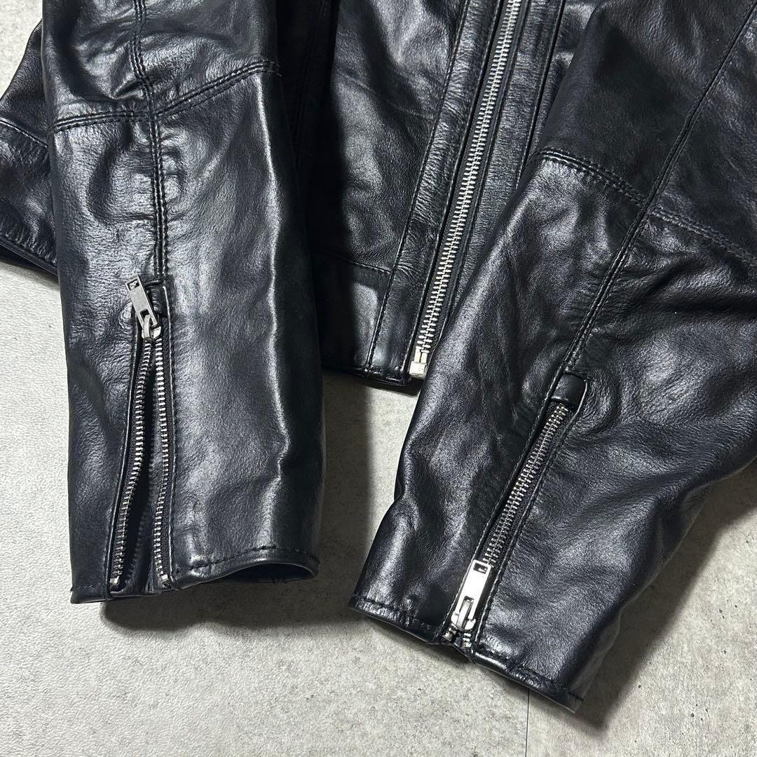 25ss ZARA ボクシーフィット レザージャケット 黒 本革 ZARA レザー
