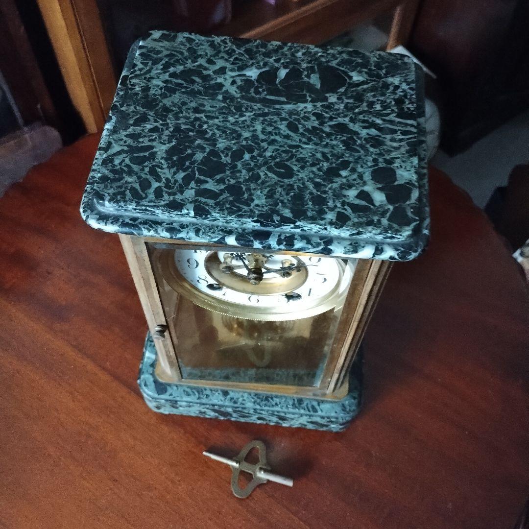 ぬ*.様 アンティーク 精工舎 大理石 4面ガラス 時報打ち 置時計 ゼンマイ