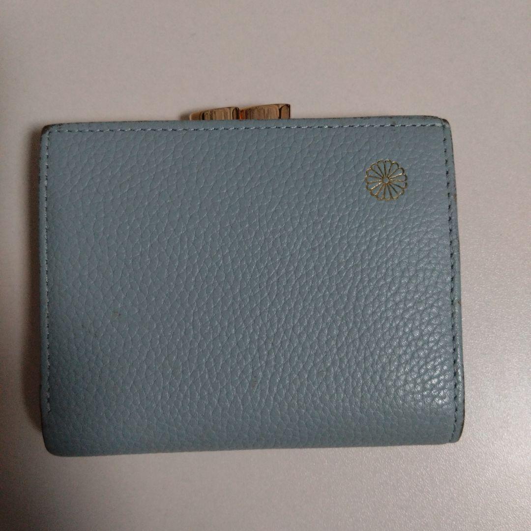 皇居財布　ブルー 皇居 財布 二つ折り がま口 本革 ライトブルー 水色 青 ブルー 本革