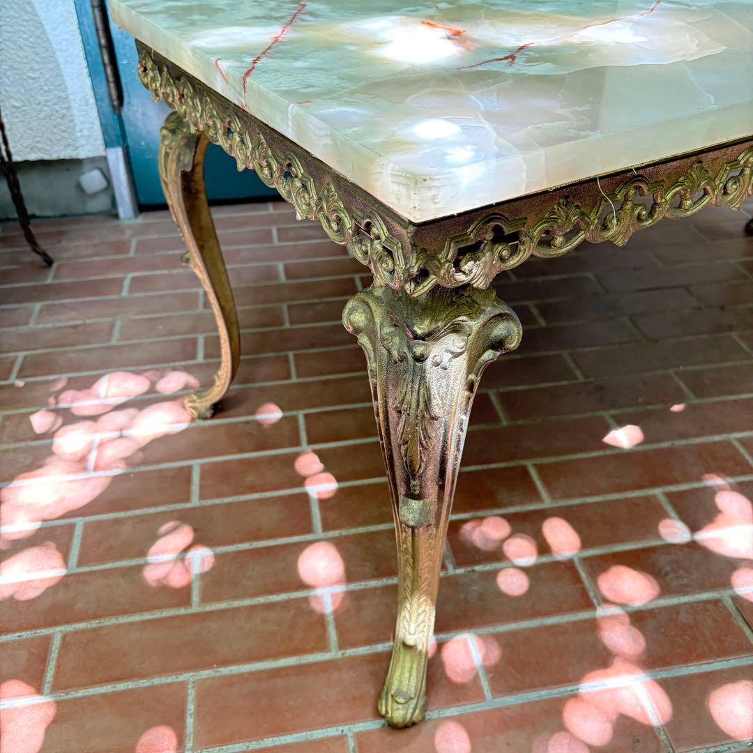 大理石テーブル アンティーク レトロ コーローテーブル W100×D50×H46