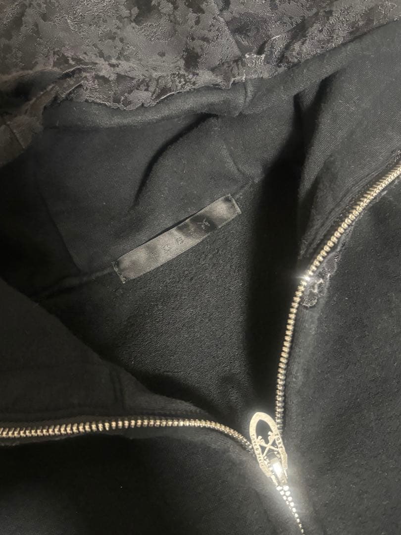 Roar y2k black パーカー ダブルジップ ラインストーン ラメ