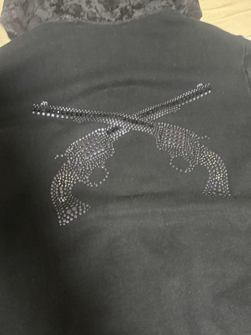 Roar y2k black パーカー ダブルジップ ラインストーン ラメ