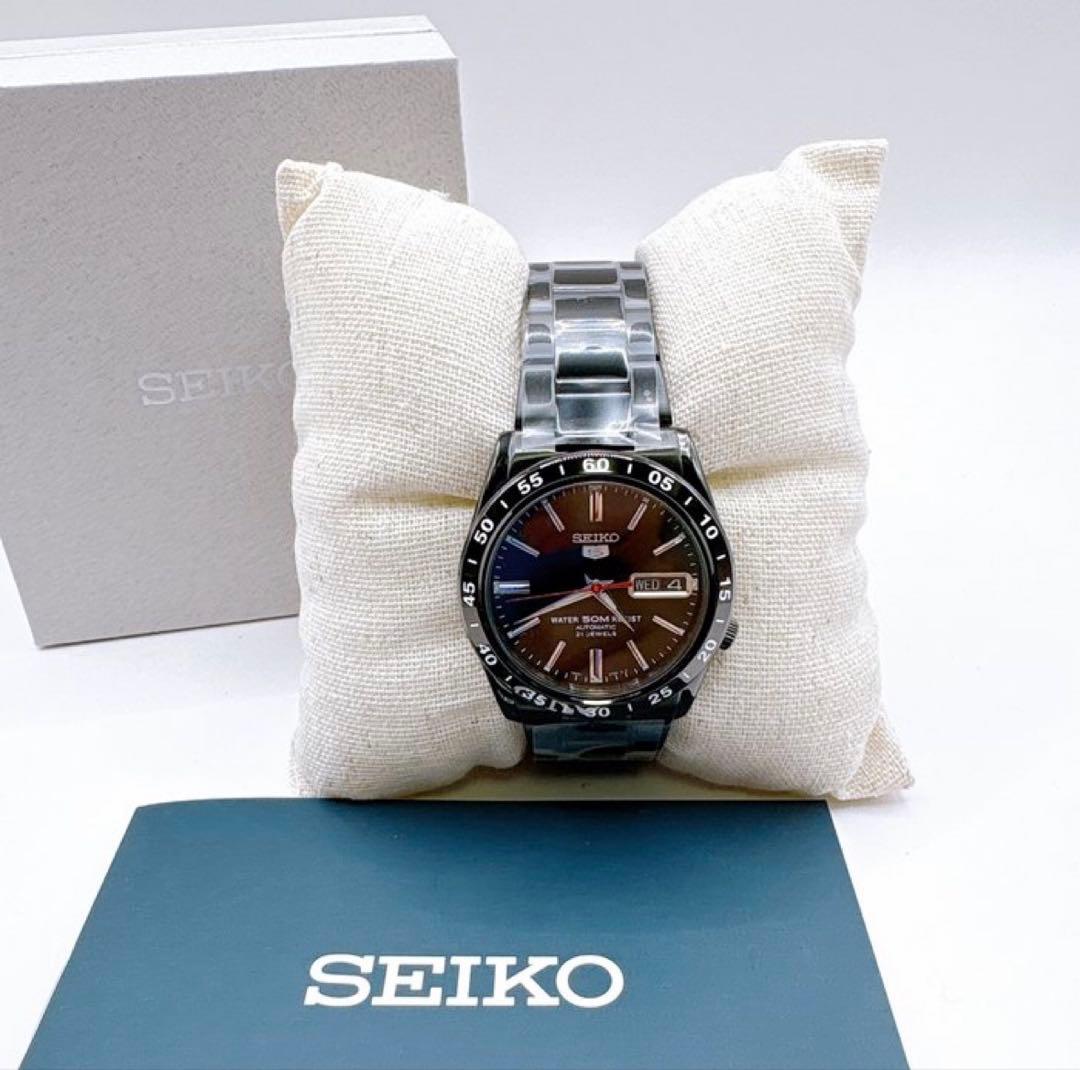 新品未使用 箱付SEIKO 自動巻き 腕時計 防水 裏スケルトン ブラック