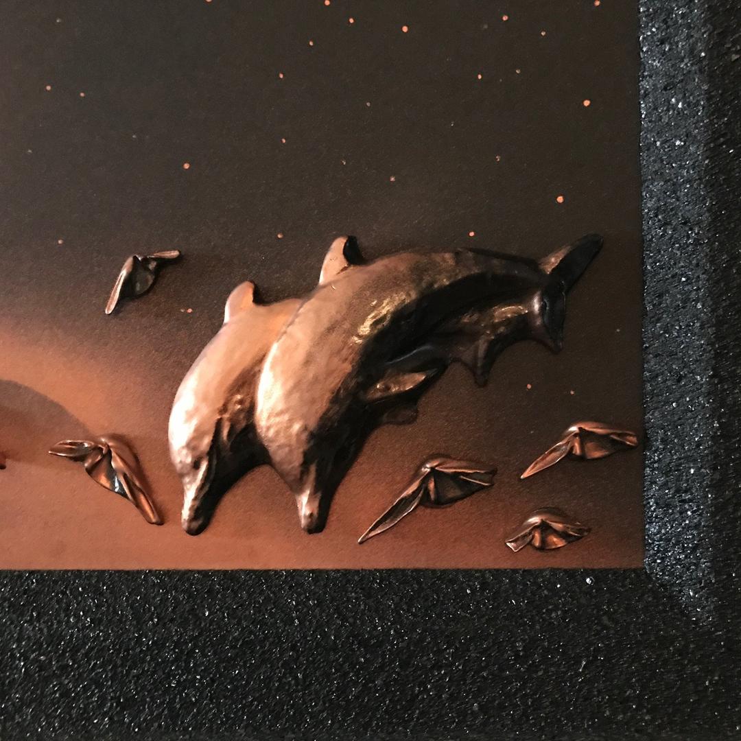 ニュージーランド　３Dモノクロマティックアート　“イルカ”