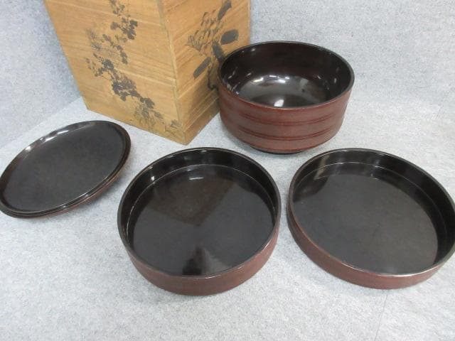 木製ケヤキ三段食籠桐箱付き [B25800] - メルカリ