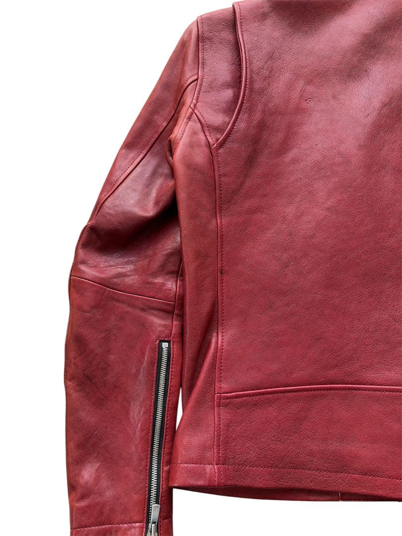 希少カラー noid ラムベジタブルWライダースジャケット レッド - メルカリ