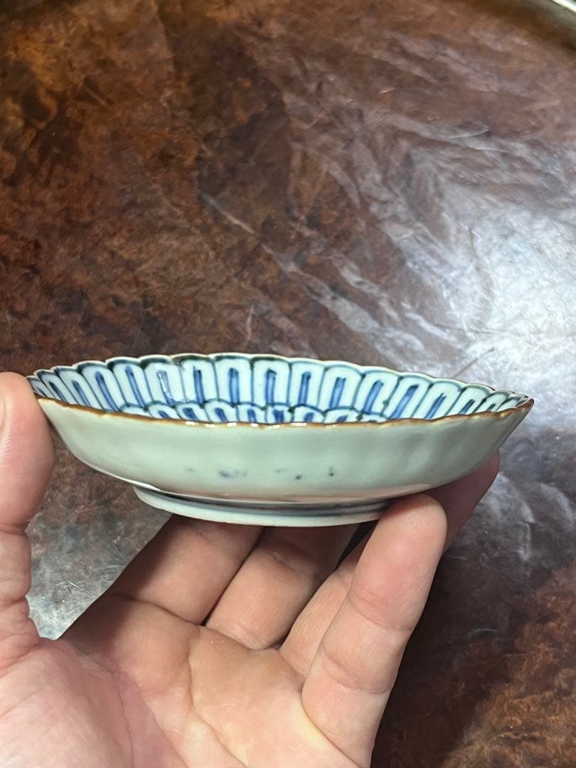 古伊万里 藍九谷 小皿 無傷完品 新渡 古染付 民芸 民藝