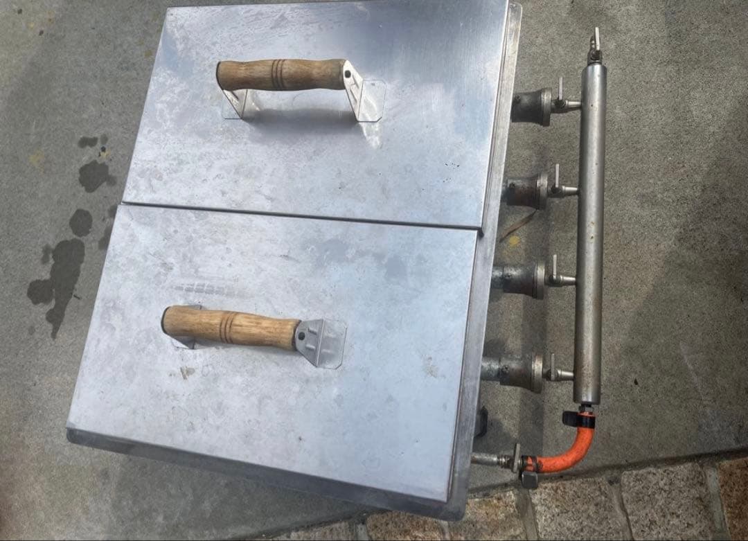 LPガス用、二連餃子焼き器　業務用