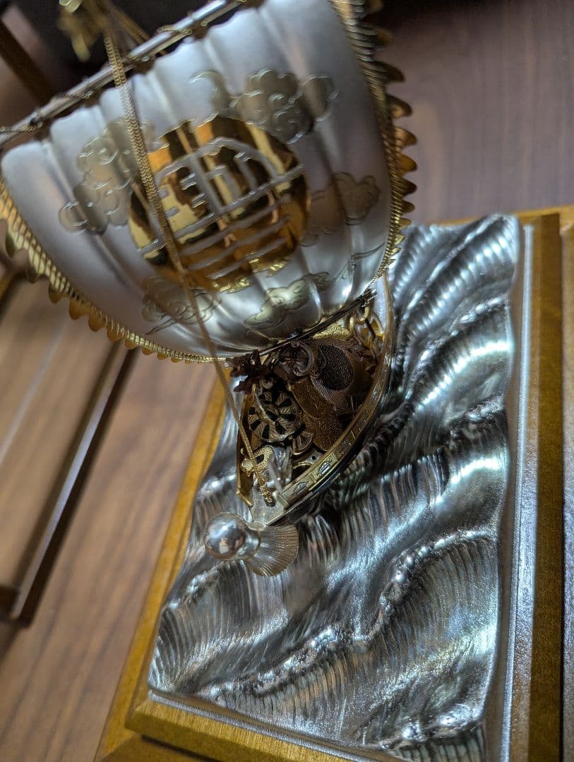 武比古 銀製 宝船 5号（房）銀船 置物 縁起物 ケース付き