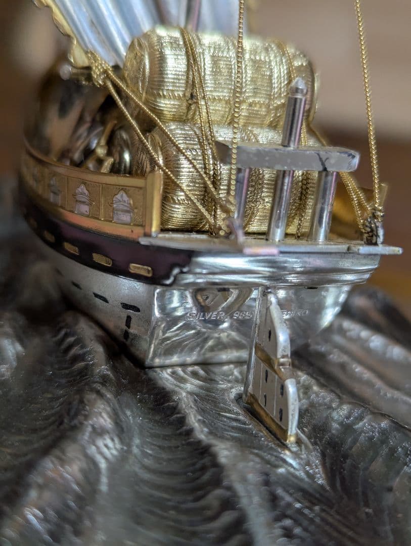 武比古 銀製 宝船 5号（房）銀船 置物 縁起物 ケース付き