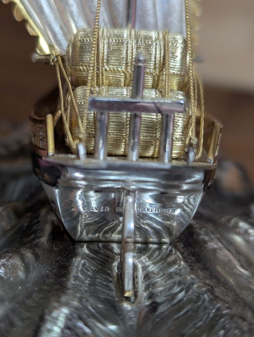 武比古 銀製 宝船 5号（房）銀船 置物 縁起物 ケース付き