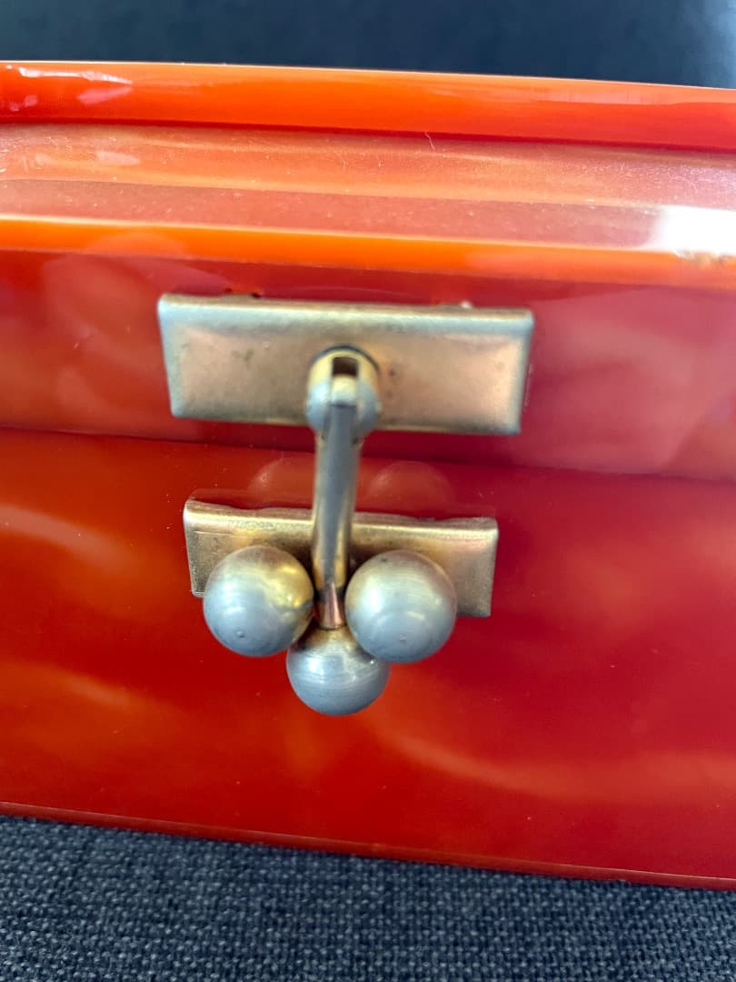 1950年代 ヴィンテージ　レア　ルーサイトバッグ　メイク道具入れ オレンジ