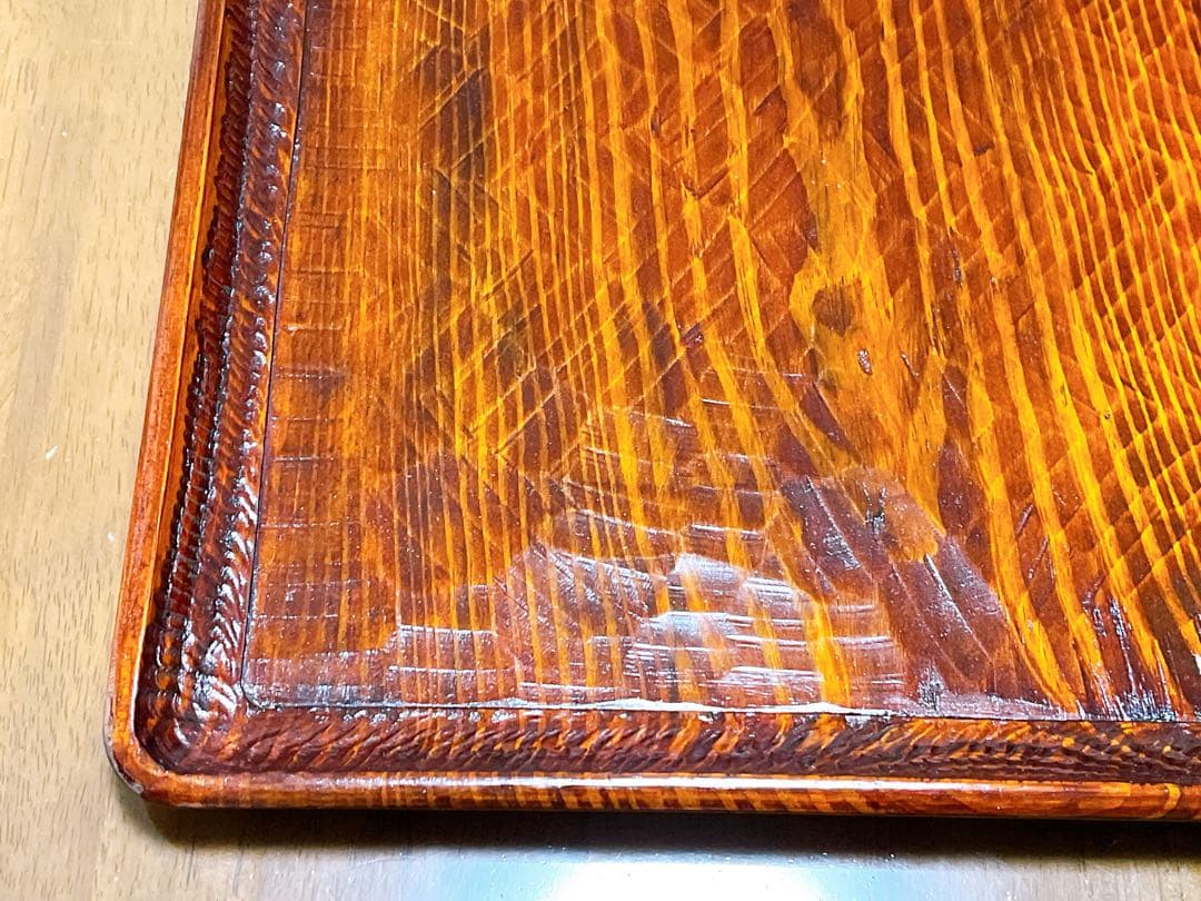 時代物 お膳 讃岐彫り 正方形 お盆 アンティーク 漆器 トレー 木彫り３枚