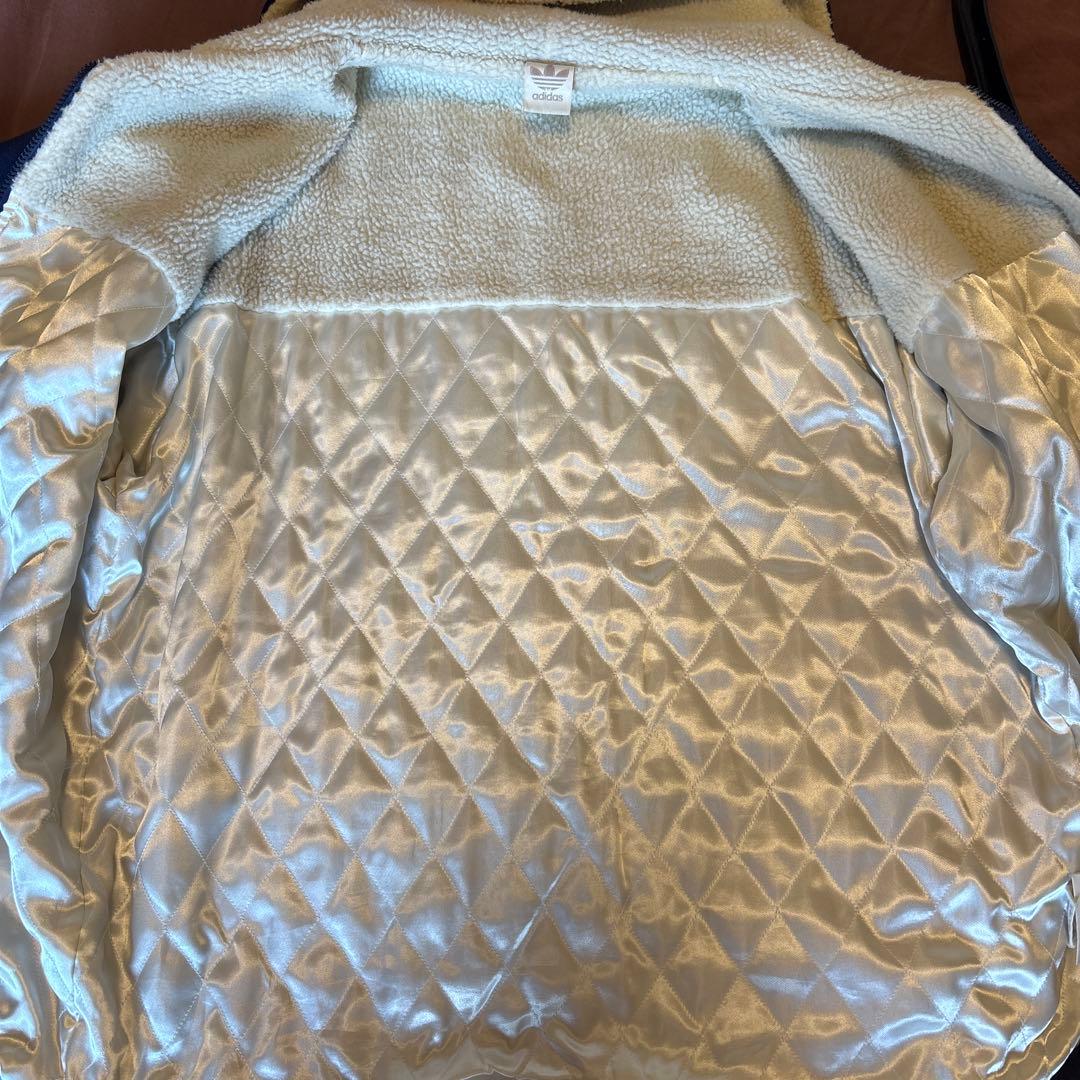 （あめ） adidas ライニング パーカー デサント製 ネイビー