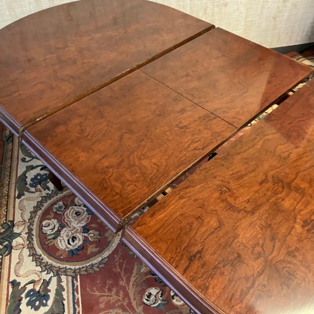 ①昭和レトロ マルニ 木製オーバル 伸縮式ダイニングテーブル 楕円形アンティーク