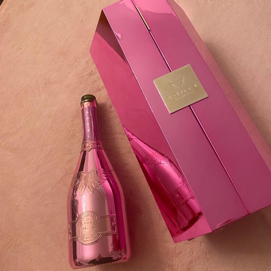 エンジェル シャンパン ヴィンテージ ピンク 箱 空瓶 セット 可愛い 鏡面