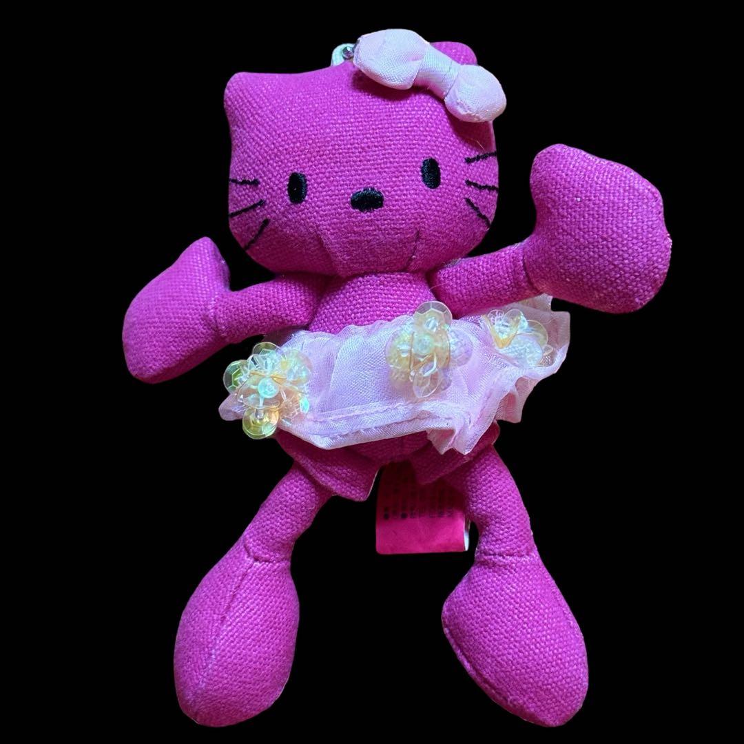 レア　ハローキティ　デニム　ピンク　足長ぬいぐるみ　ストラップ　レトロ　サンリオ
