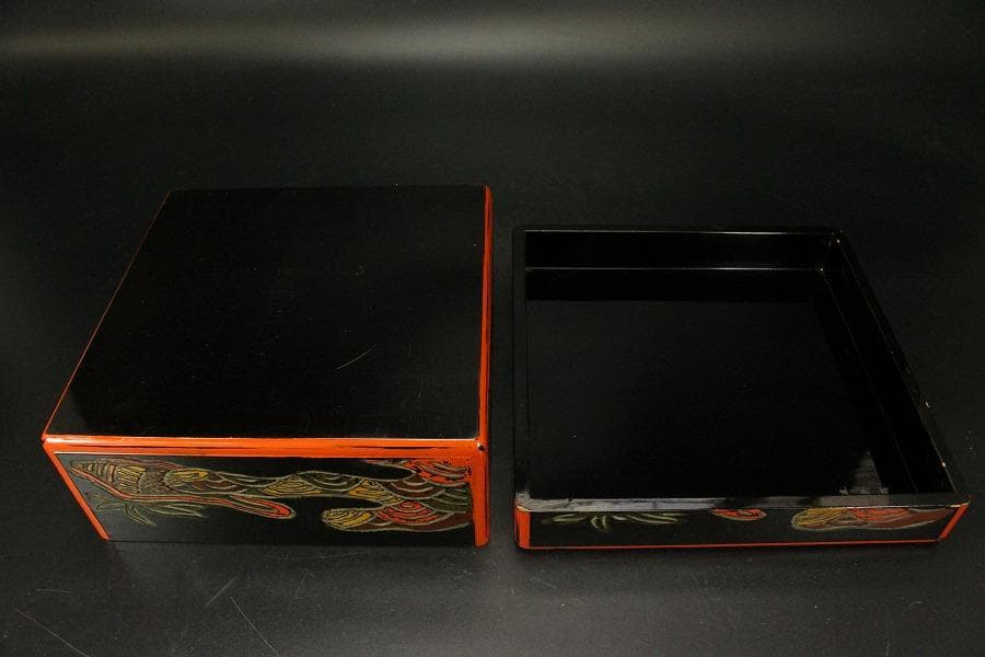 茶道具 漆刻 菓子器 蓋物(ZE570)