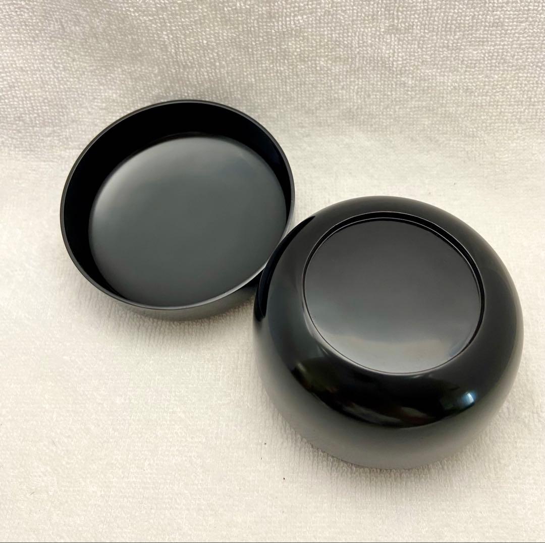 茶道具 漆黒 真塗 平棗 切合口 塗師 嘉祥作【匿名配送】