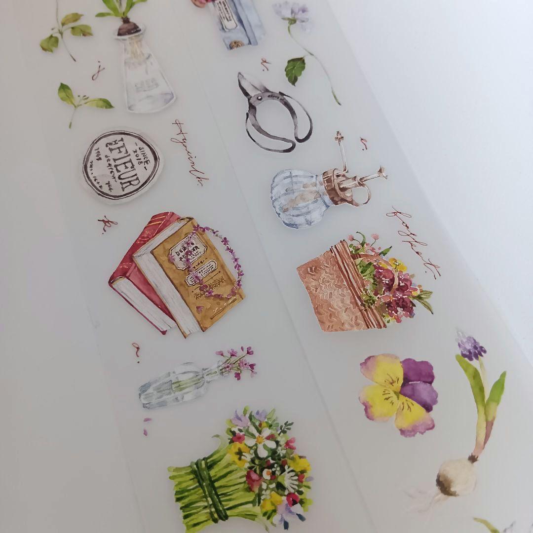 巻売 493☆ 海外 マスキングテープ マステ PET 装飾 花 虹光