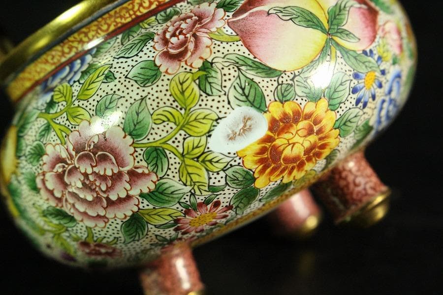 中国美術 琺瑯彩 香炉 箸筒 香合 三揃(K-A831) - メルカリ