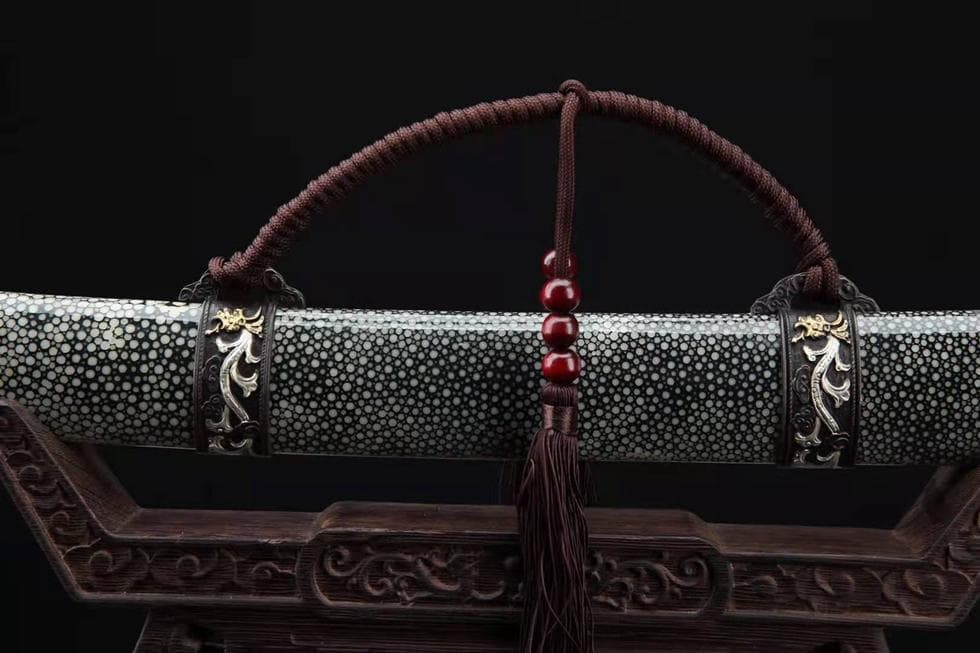 三色銅竜紋刀（魚皮型）模造刀 居合刀 武士道 武具 漢剣 唐刀 龍泉剣 手鍛造