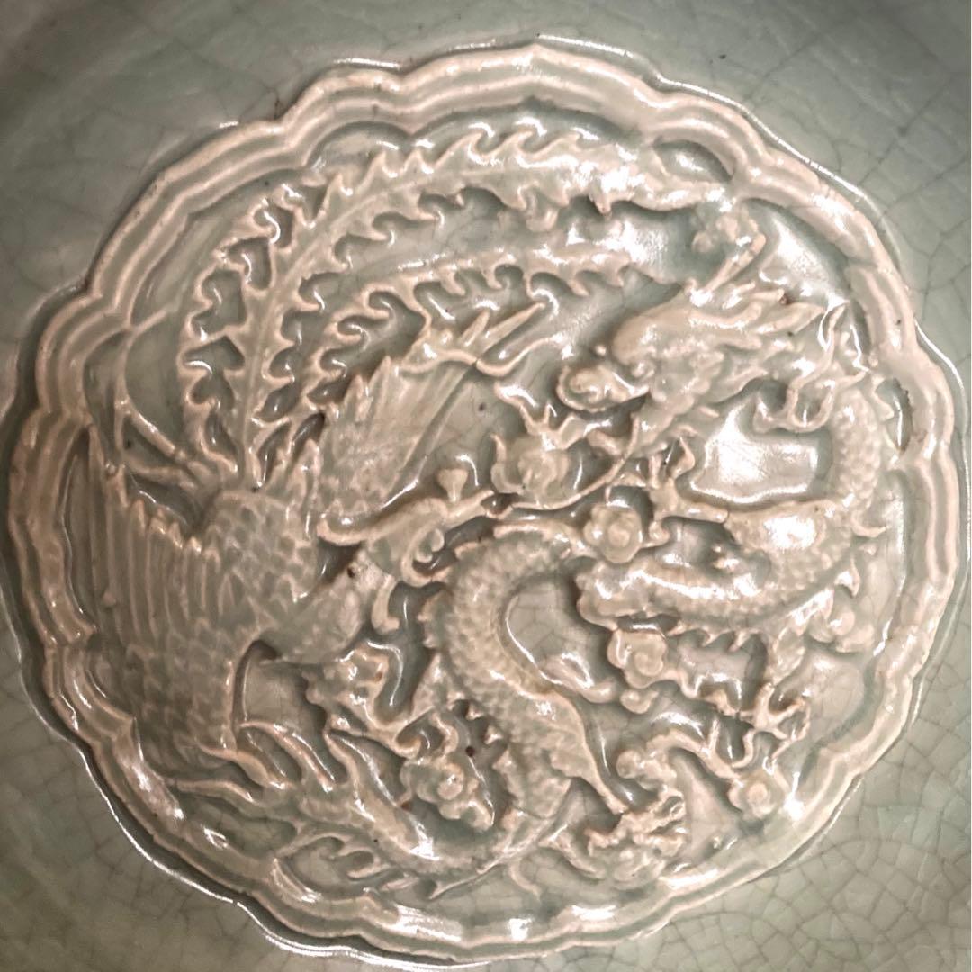 龍泉窯 天龍寺青磁鳳凰龍文大皿 - メルカリ
