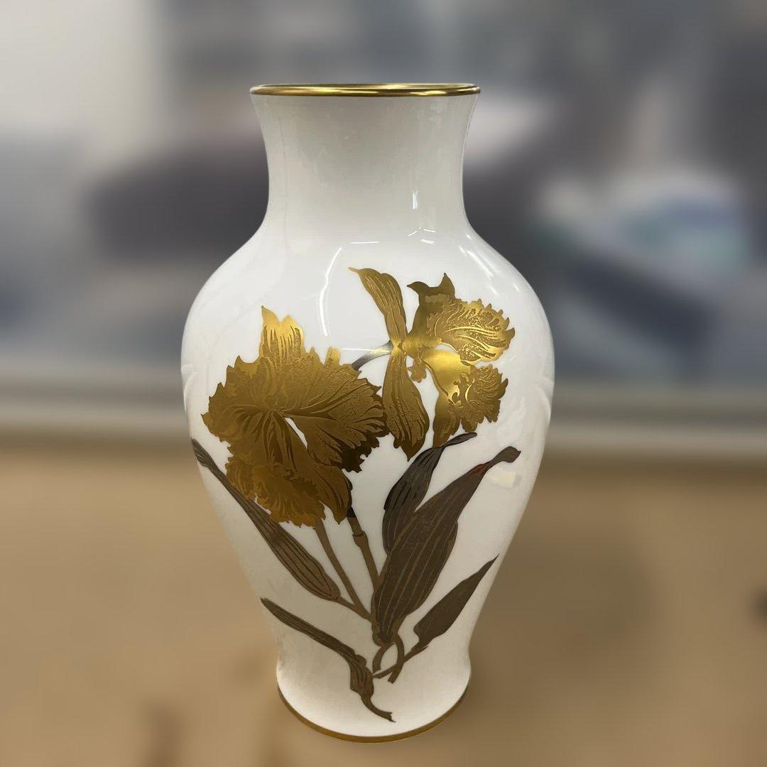 大倉陶園 金蝕 カトレア 花瓶 OKURA フラワーベース 壺 現状品 - メルカリ