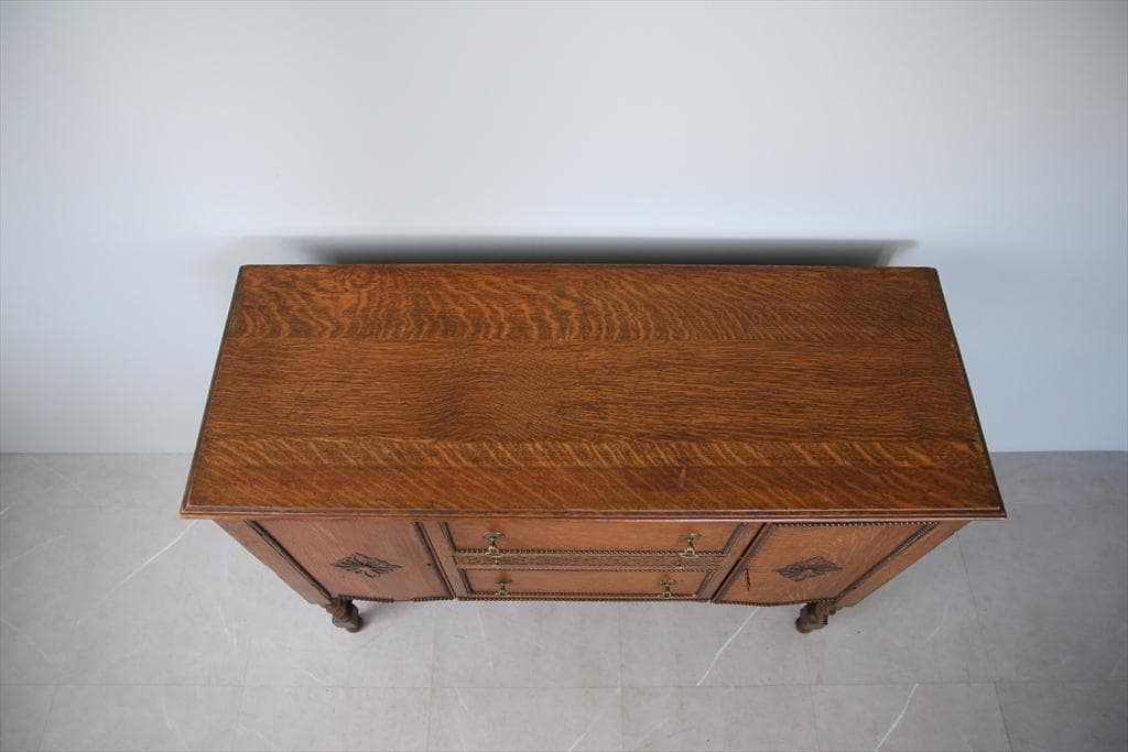 英国アンティーク木製サイドボード/キャビネット机テーブル/チェスト