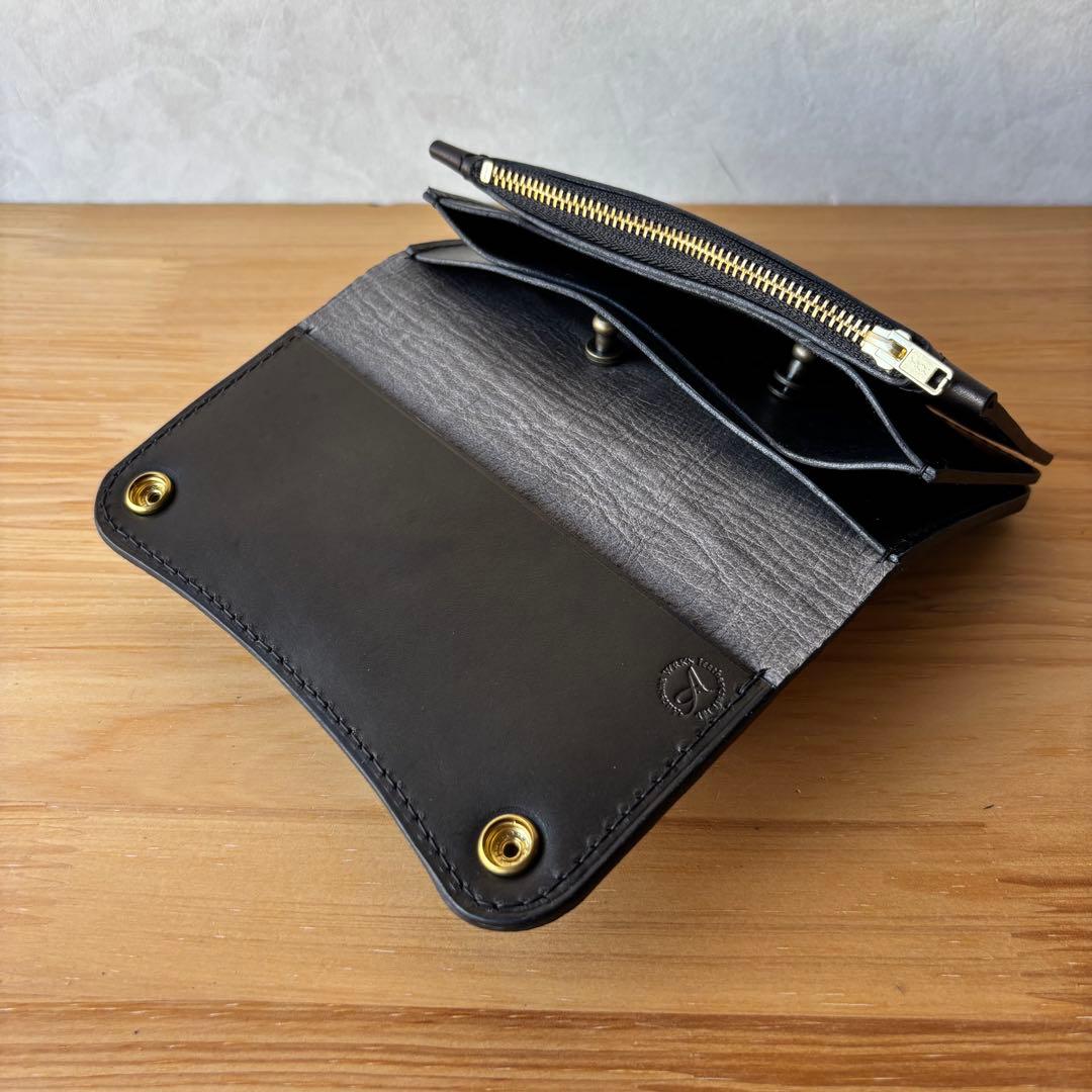 【ブラック&クロコダイル】ミドルトラッカーウォレット イタリアンレザー　②2