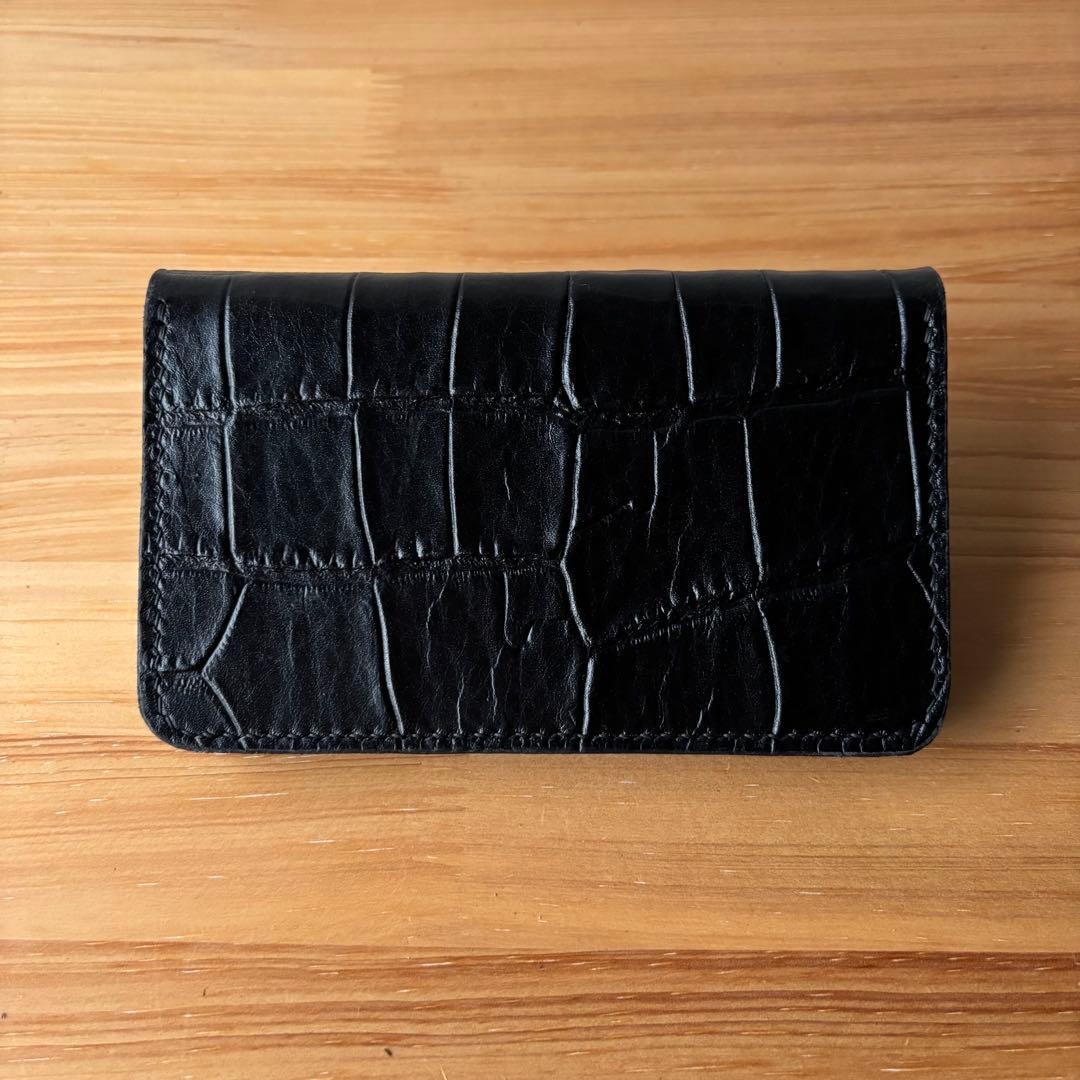 【ブラック&クロコダイル】ミドルトラッカーウォレット イタリアンレザー　②2