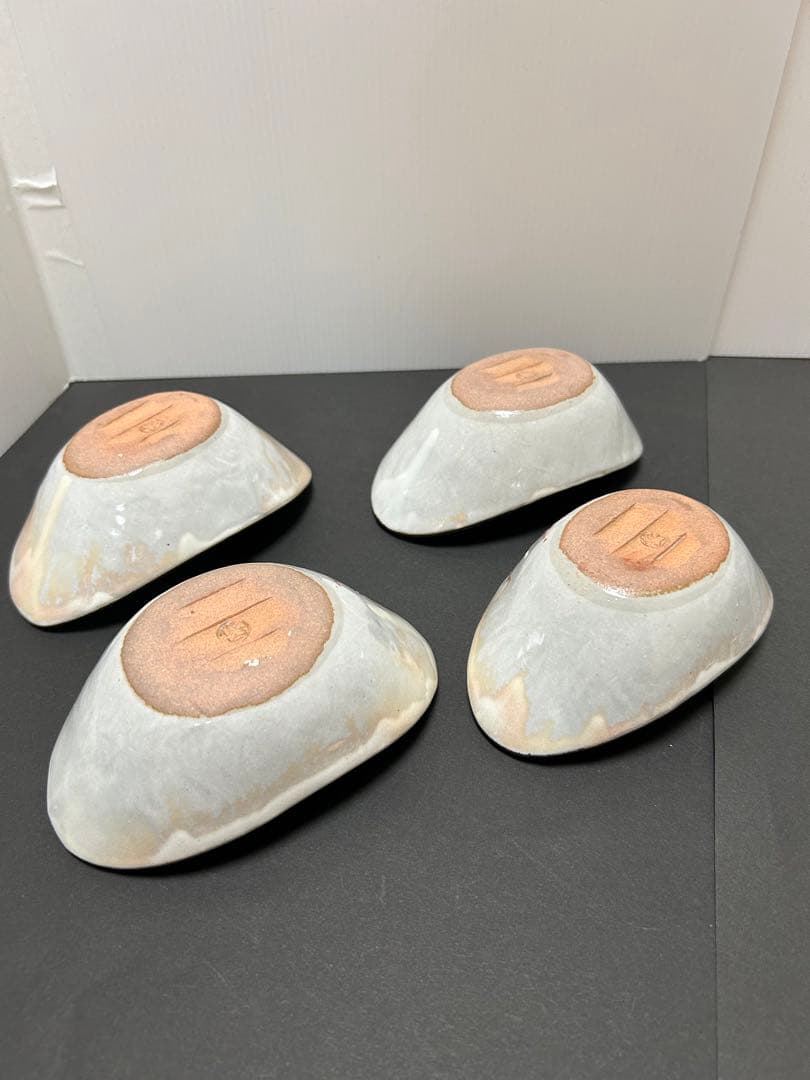 未使用品　京焼　清水焼　森俊山　変形　小付　向付　小鉢　4客