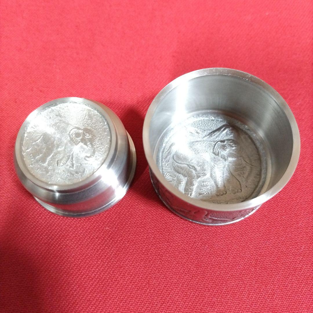 象の絵づくしの錫の茶入 茶心壺 煎茶道具 紅茶 烏龍茶 紅茶