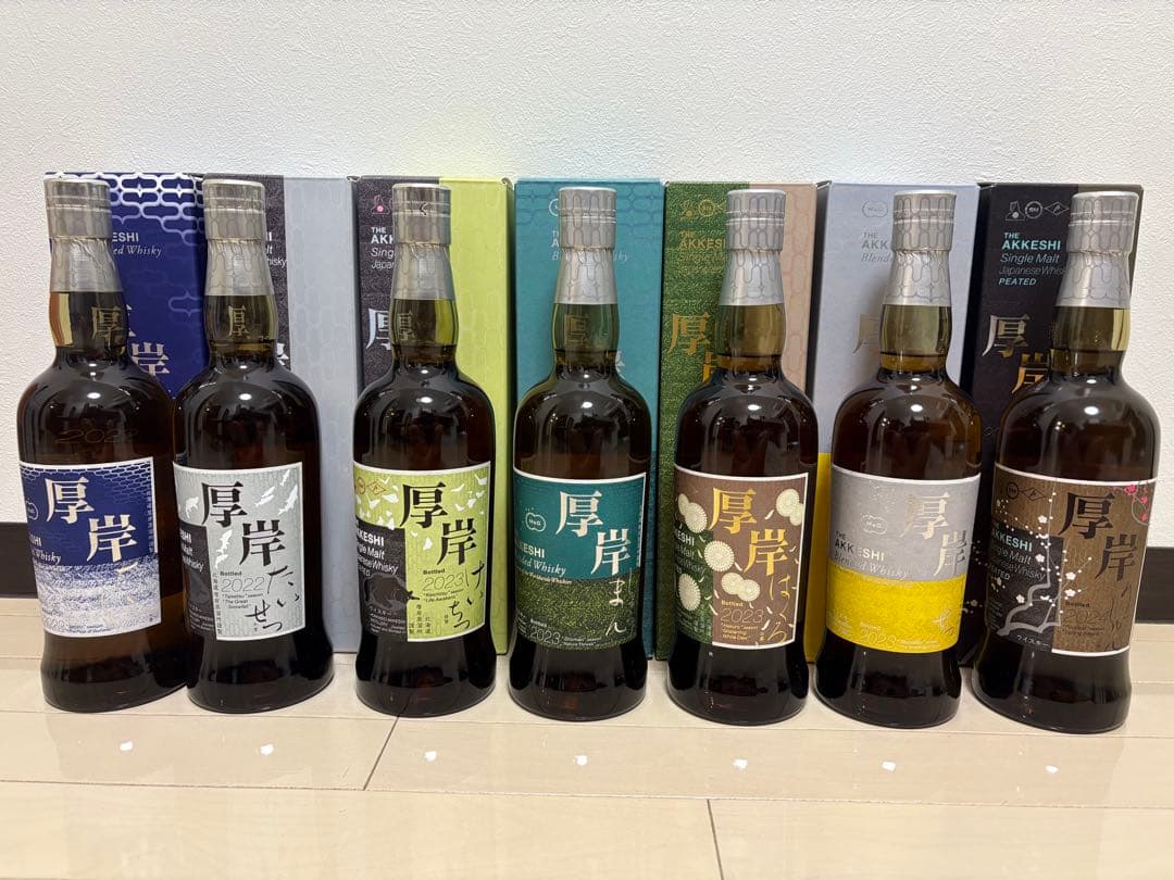 厚岸ウイスキー 7本セット ☆厚岸 二十四節気シリーズ 第十七弾