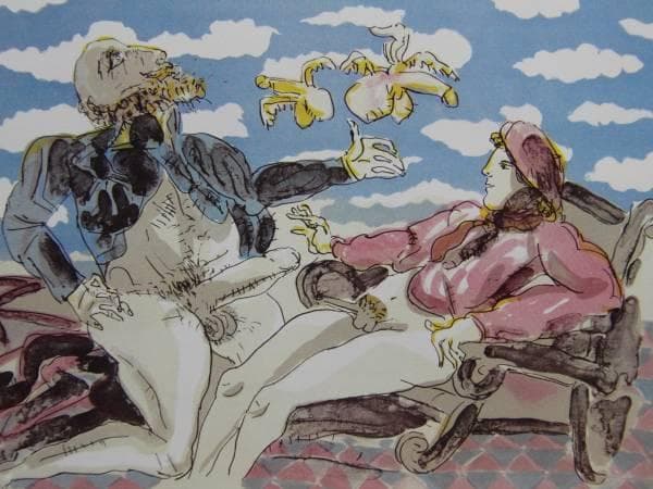 池田満寿夫、逢引き、希少画集画、新品額装付