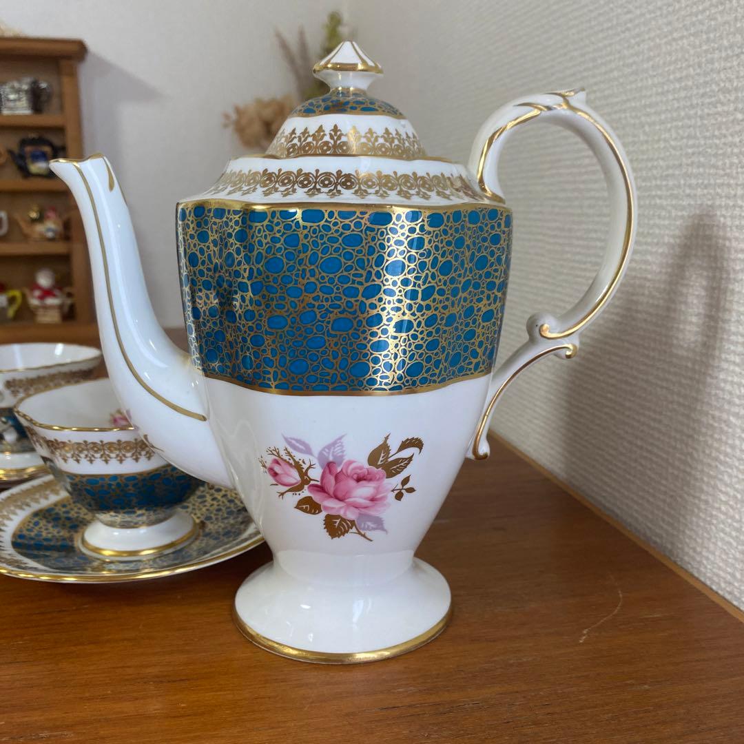 ハマースレイ ピンクローズ ピーコック 金彩 4人用 コーヒーセット