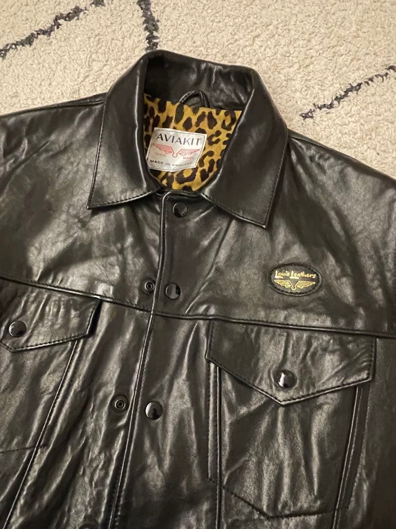 極美品 ルイスレザー レオパードライナー