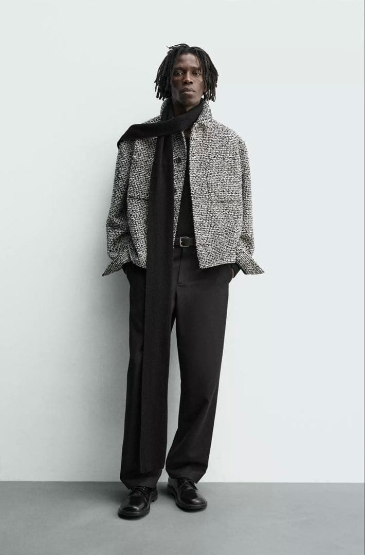 【新品】ZARA ザラ ポケット付きテクスチャードシャツジャケット Mサイズ