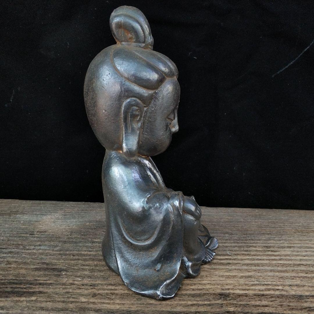 鉄器 鉄仏 仏教美術 Q版観音菩薩小仏像 工芸品 美術品 置物