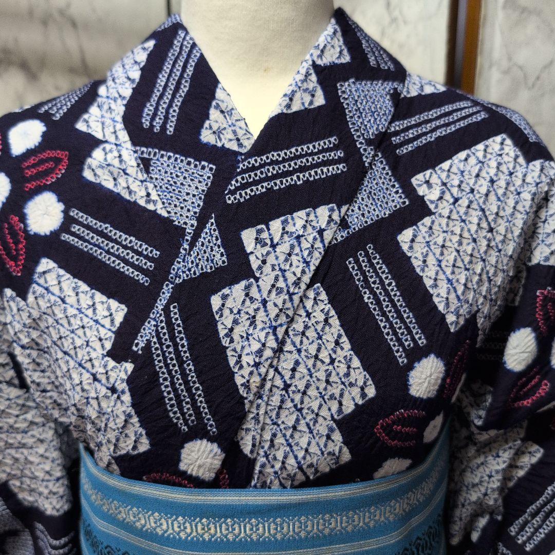 濱文子様ご購入高級有松絞り　肩当て居敷き当て付き　一部しつけ糸有り美品