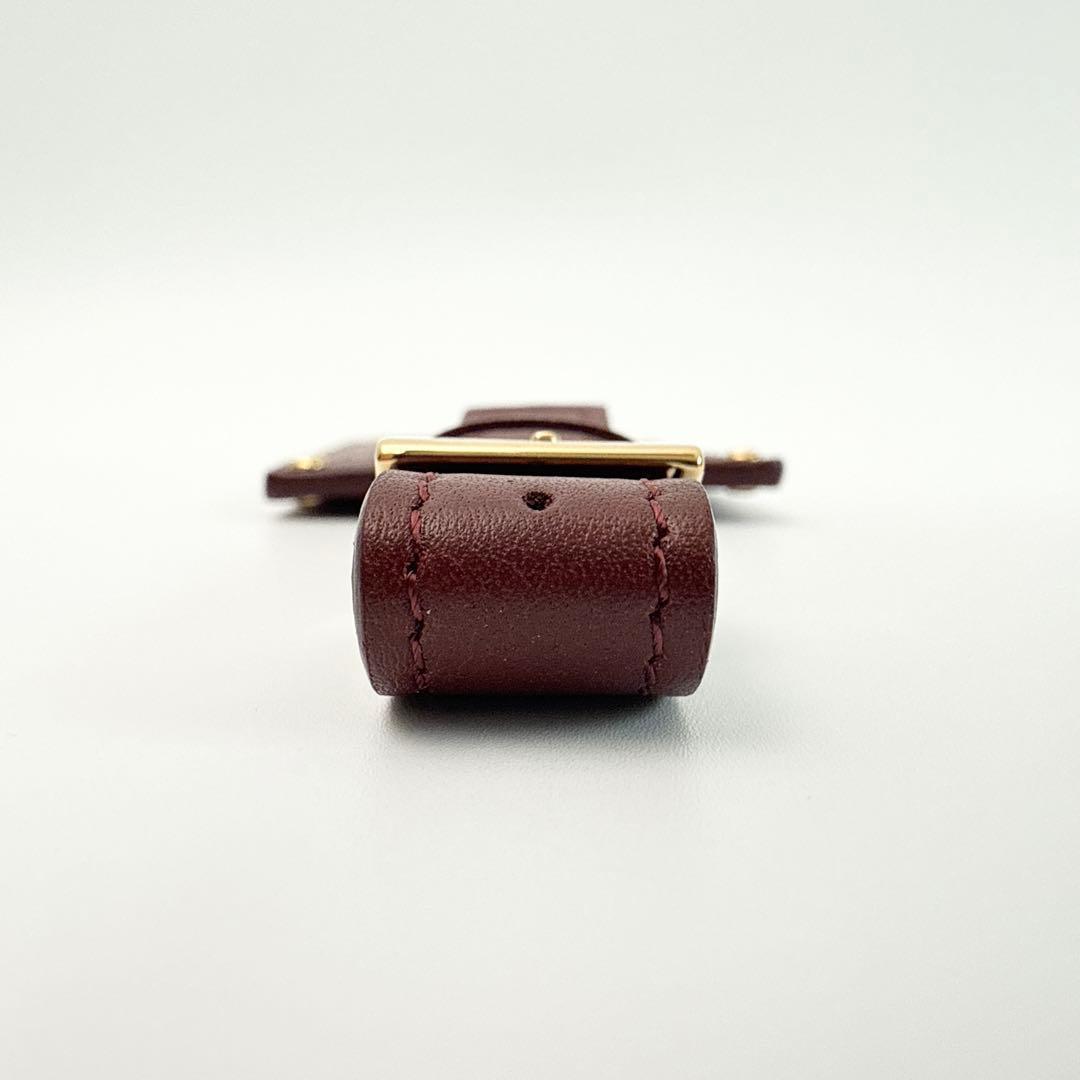 カルティエ マストライン レザー ネームタグ バッグチャーム ボルドー 袋付き1