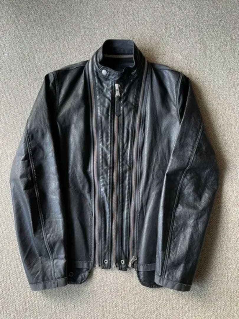 ミハラヤスヒロ 黒 レザーシングルライダースジャケット Maison MIHARA