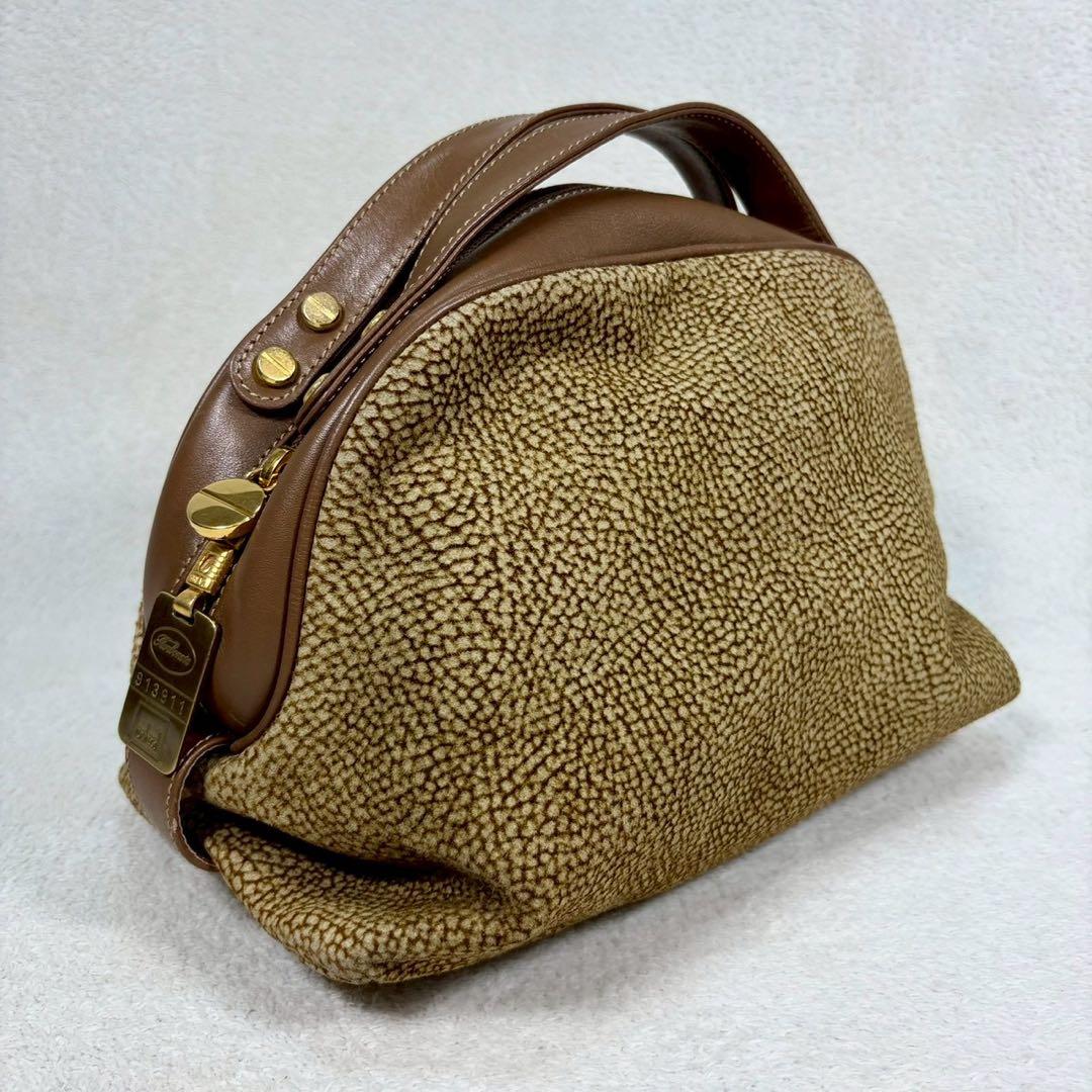 【美品✨】ボルボネーゼ ハンドバッグ うずら柄 スエード イタリア製　レザー