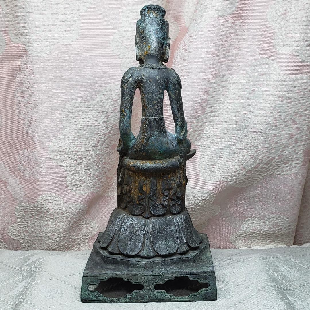 博物館級】◇『方形台座金銅半跏思惟像』 百済仏 仏像◇検）天平仏